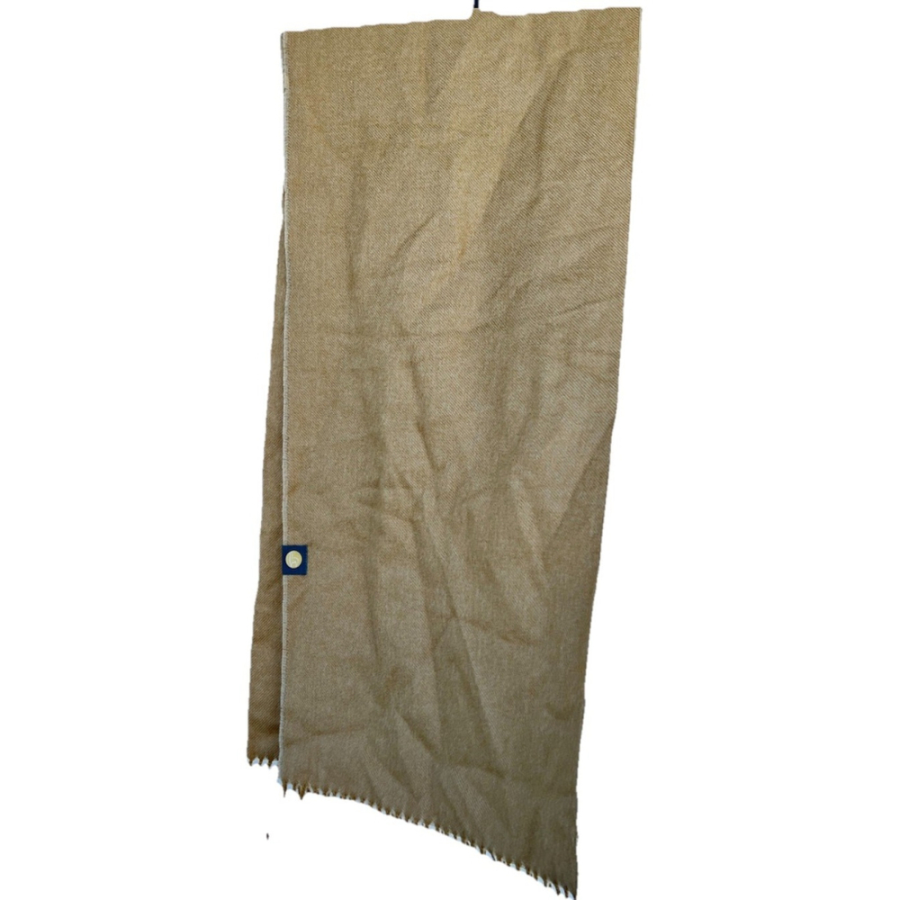 Baby Alpaca Scarf Solid Camel Beige Soft Warm Fringe Peru - Picture 8 of 15
